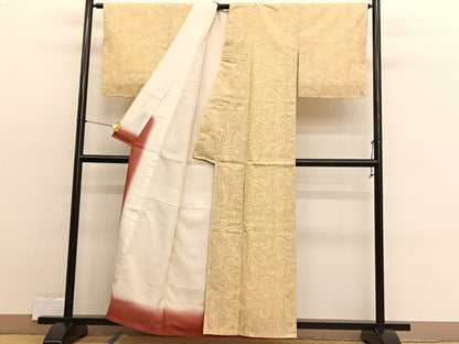 平和屋着物■上質な紬　麻の葉文様　正絹　逸品　未使用　BAAX2424hv