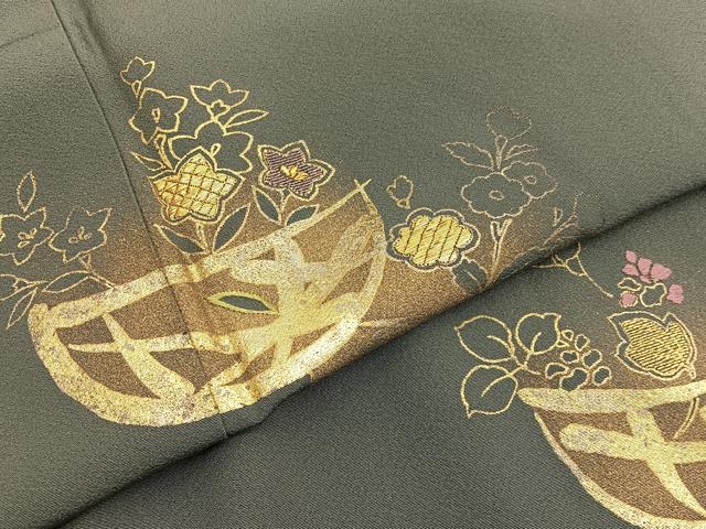 平和屋着物■訪問着　花籠文　竹屋町刺繍　金彩　正絹　逸品　BAAX2397hv