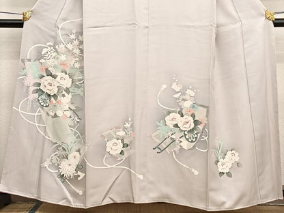 平和屋着物■訪問着　友禅　刺繍　花車文　暈し染め　正絹　逸品　BAAX2381hv