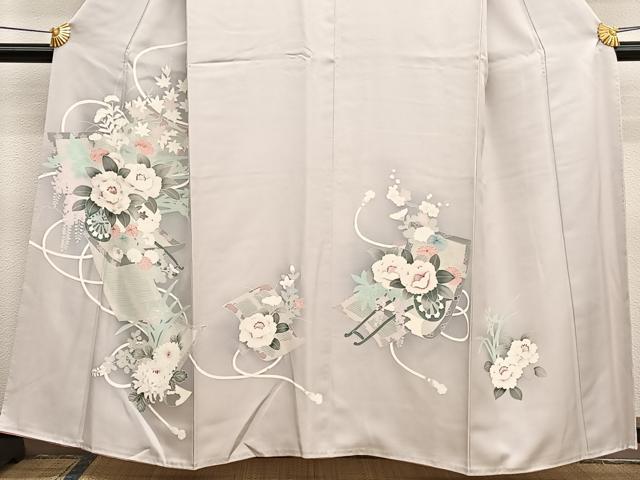 平和屋着物■訪問着　友禅　刺繍　花車文　暈し染め　正絹　逸品　BAAX2381hv