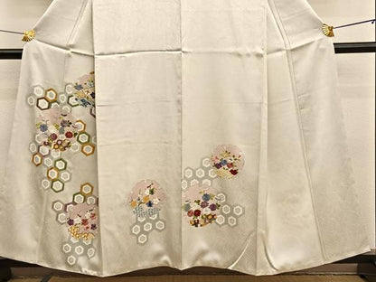 平和屋着物■中国三大刺繍　相良刺繍　訪問着　駒刺繍　雪輪有職花文　金彩　正絹　逸品　BAAX2411hv