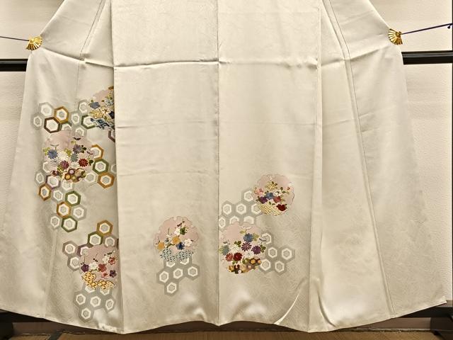 平和屋着物■中国三大刺繍　相良刺繍　訪問着　駒刺繍　雪輪有職花文　金彩　正絹　逸品　BAAX2411hv