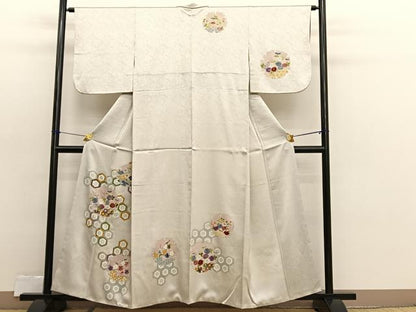 平和屋着物■中国三大刺繍　相良刺繍　訪問着　駒刺繍　雪輪有職花文　金彩　正絹　逸品　BAAX2411hv