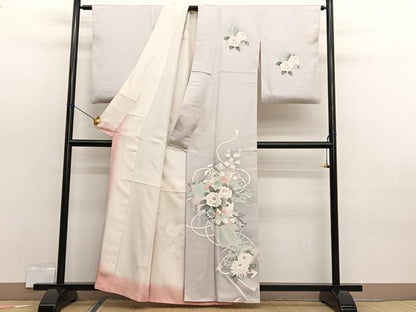 平和屋着物■訪問着　友禅　刺繍　花車文　暈し染め　正絹　逸品　BAAX2381hv