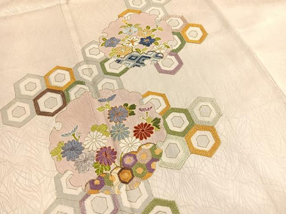 平和屋着物■中国三大刺繍　相良刺繍　訪問着　駒刺繍　雪輪有職花文　金彩　正絹　逸品　BAAX2411hv