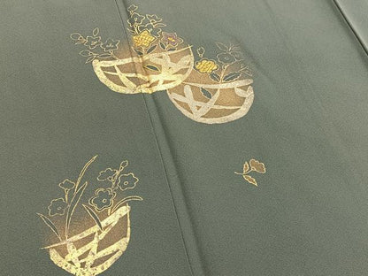 平和屋着物■訪問着　花籠文　竹屋町刺繍　金彩　正絹　逸品　BAAX2397hv