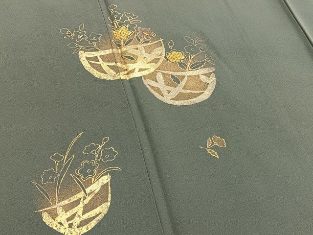 平和屋着物■訪問着　花籠文　竹屋町刺繍　金彩　正絹　逸品　BAAX2397hv