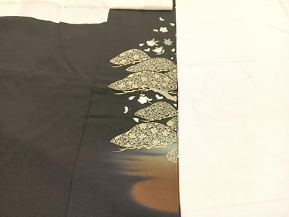平和屋着物■豪華黒留袖　束ね熨斗花文　暈し染め　金銀彩　正絹　逸品　BAAX2433hv