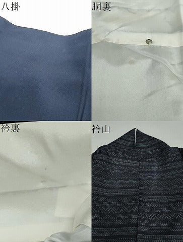 平和屋着物●結城紬　100亀甲　横段文　正絹　逸品　DABF1184ud