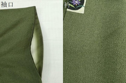 平和屋着物●上質な小紋　色紙草花文　鬼しぼ縮緬　正絹　逸品　DABF1203ud