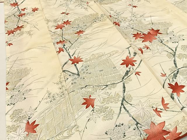 平和屋着物■上質な小紋 竜田川 暈し染め 金彩 正絹 逸品 BAAW9919hj