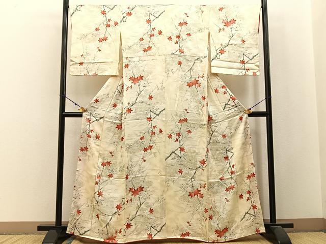平和屋着物■上質な小紋 竜田川 暈し染め 金彩 正絹 逸品 BAAW9919hj