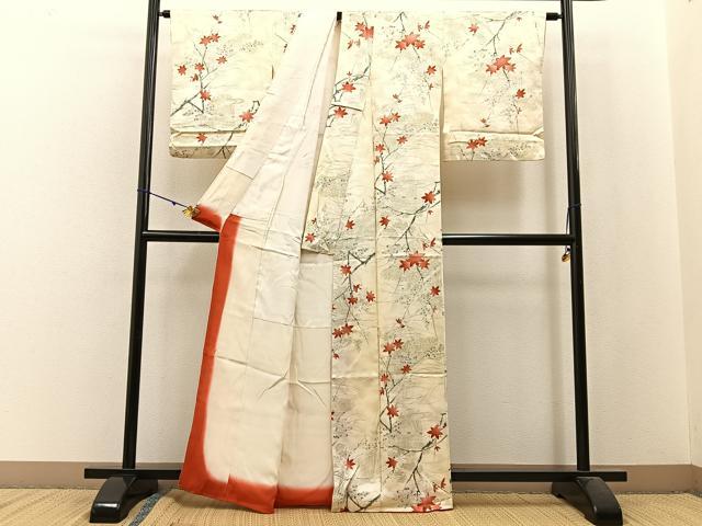 平和屋着物■上質な小紋 竜田川 暈し染め 金彩 正絹 逸品 BAAW9919hj