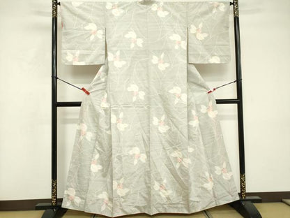 平和屋着物■上質な紬　草花文　正絹　逸品　DABF4334cd