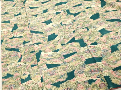 平和屋着物■上質な小紋　型染　風景文　正絹　逸品　DABF4383cd