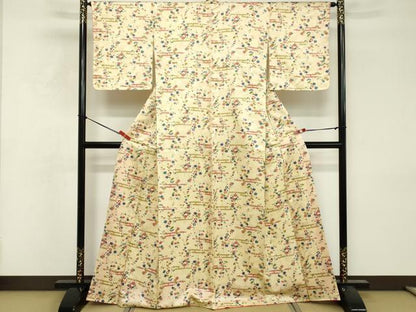平和屋着物■上質な小紋　エ霞花文　洗える着物　未使用　DABF4373cd