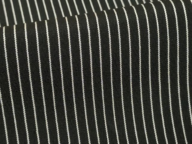 平和屋着物■上質なお召　間道　黒地　正絹　逸品　DABF4376cd