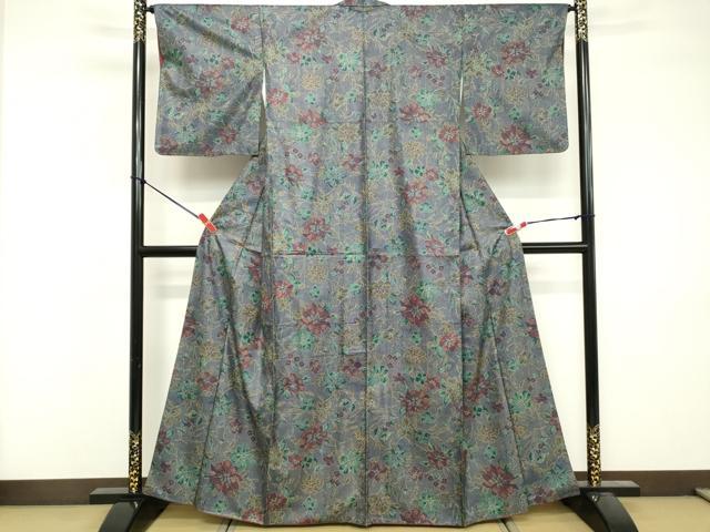 平和屋着物■本場染大島紬 枝花文 正絹 逸品 DABF4380cd