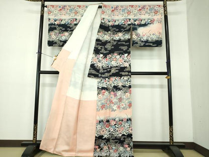 平和屋着物●訪問着　流水花文　暈し染め　金彩　正絹　逸品　DABE5918ps