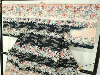 平和屋着物●訪問着　流水花文　暈し染め　金彩　正絹　逸品　DABE5918ps