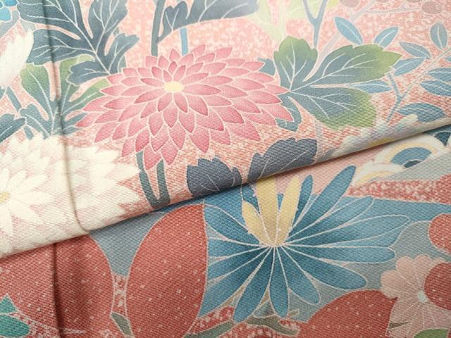 平和屋着物●訪問着　友禅　作家物　熨斗草花文　シルエット　暈し染め　正絹　逸品　CABG5400ut