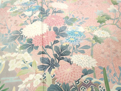 平和屋着物●訪問着　友禅　作家物　熨斗草花文　シルエット　暈し染め　正絹　逸品　CABG5400ut