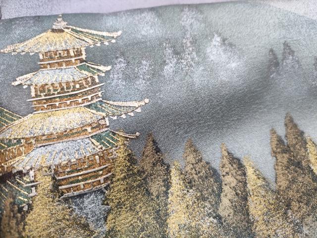 平和屋着物■訪問着 風景文 暈し染め 金銀彩 正絹 逸品 AABI3998sx