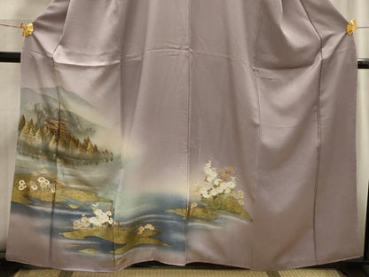平和屋着物■訪問着 風景文 暈し染め 金銀彩 正絹 逸品 AABI3998sx