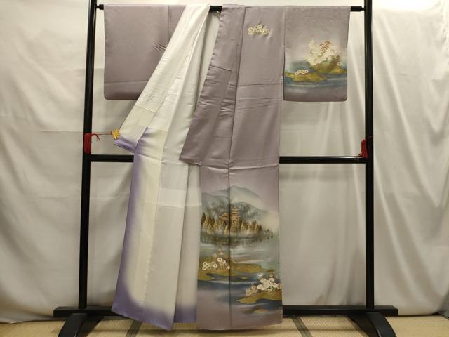 平和屋着物■訪問着 風景文 暈し染め 金銀彩 正絹 逸品 AABI3998sx