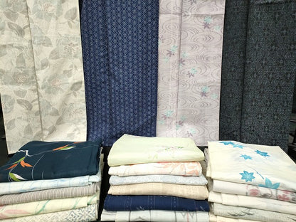 平和屋本店■夏物 小紋 絽 紗 洗える着物 まとめて20点 花柄 竜田川文様 手描き 着用可能多数 se4070
