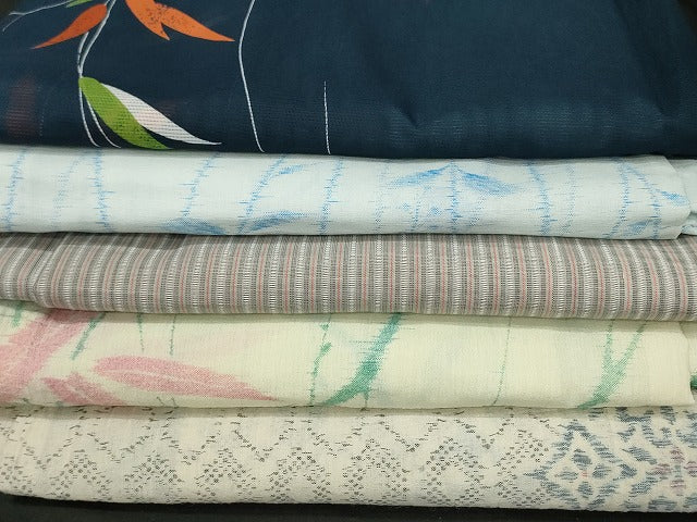 平和屋本店■夏物 小紋 絽 紗 洗える着物 まとめて20点 花柄 竜田川文様 手描き 着用可能多数 se4070