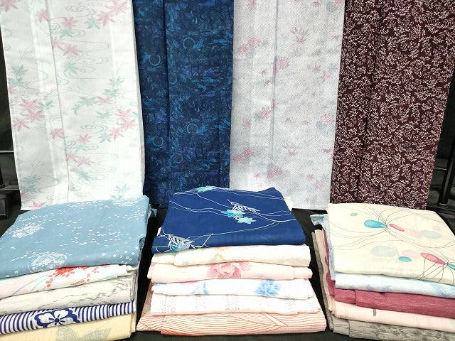 平和屋本店■夏物 小紋 絽 紗 洗える着物 まとめて20点 馬 人物 花柄 竜田川文様 着用可能多数 se4071
