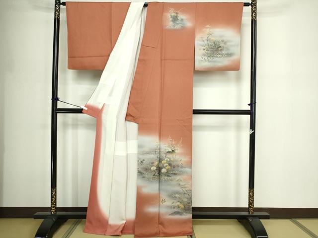 平和屋着物■訪問着 風景草花文 暈し染め 金彩 正絹 逸品 DABE9496sf