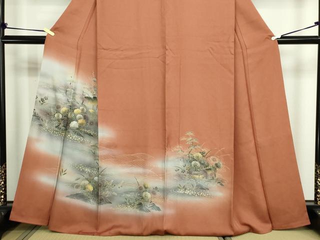 平和屋着物■訪問着 風景草花文 暈し染め 金彩 正絹 逸品 DABE9496sf