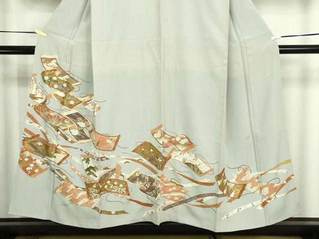 平和屋着物■豪華色留袖　駒刺繍　絵巻草花文　金彩　正絹　逸品　DABE9495sf