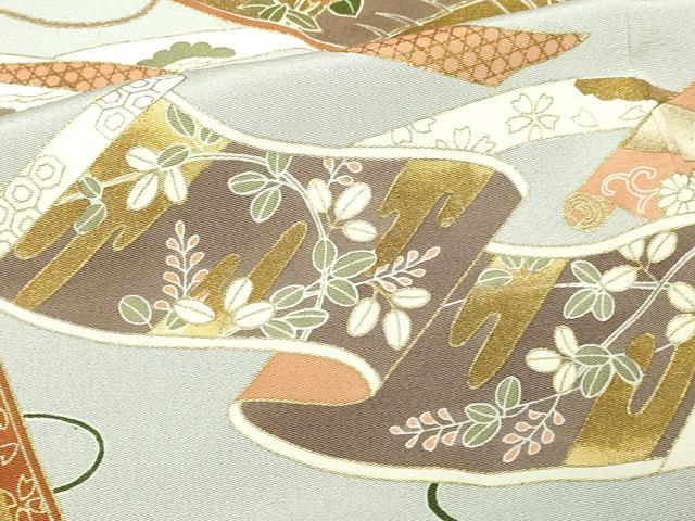 平和屋着物■豪華色留袖　駒刺繍　絵巻草花文　金彩　正絹　逸品　DABE9495sf