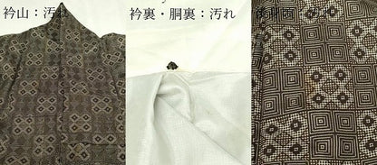 平和屋着物■本場大島紬　幾何学花文　正絹　逸品　DABE9490sf
