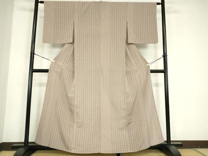 平和屋着物▽上質なお召　単衣　変わり縞　正絹　逸品　DABE4721az