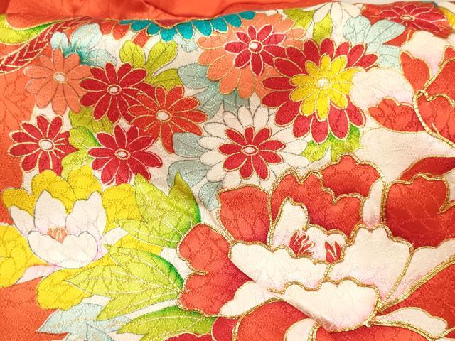 平和屋着物[]七五三　女の子　３歳　祝着　三つ身　駒刺繍　鞠花文　金彩　逸品　DABE7224ma