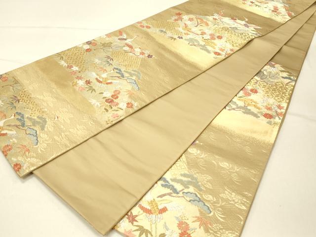 平和屋着物●六通柄袋帯　唐織　龍　飛鶴花文　金糸　正絹　逸品　DABB7800op 平和屋着物○六通柄袋帯 唐織 宝尽くし飛鶴花文 金糸 正絹 逸品