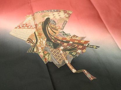 平和屋着物■中国三大刺繍　スワトウ刺繍　汕頭刺繍　相良刺繍　訪問着　女人文　暈し染め　金彩　正絹　逸品　DABF4409cd