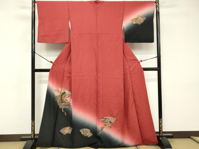 平和屋着物■中国三大刺繍　スワトウ刺繍　汕頭刺繍　相良刺繍　訪問着　女人文　暈し染め　金彩　正絹　逸品　DABF4409cd