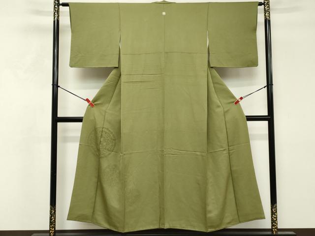 平和屋着物■中国三大刺繍　相良刺繍　無地絵羽訪問着　動物丸文　草色　正絹　逸品　DABF4432cd