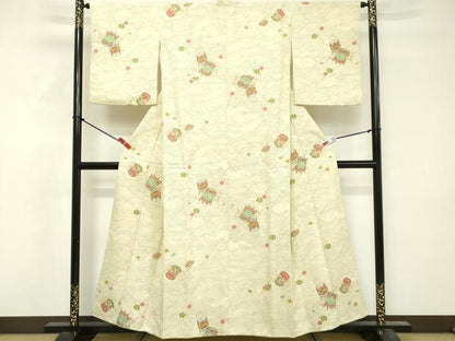 平和屋着物■小紋　糸巻花文　洗える着物　DABF4417cd