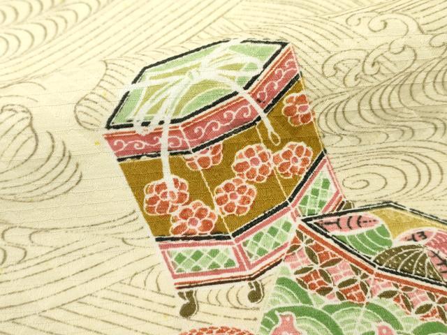 平和屋着物■小紋　糸巻花文　洗える着物　DABF4417cd