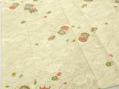 平和屋着物■小紋　糸巻花文　洗える着物　DABF4417cd