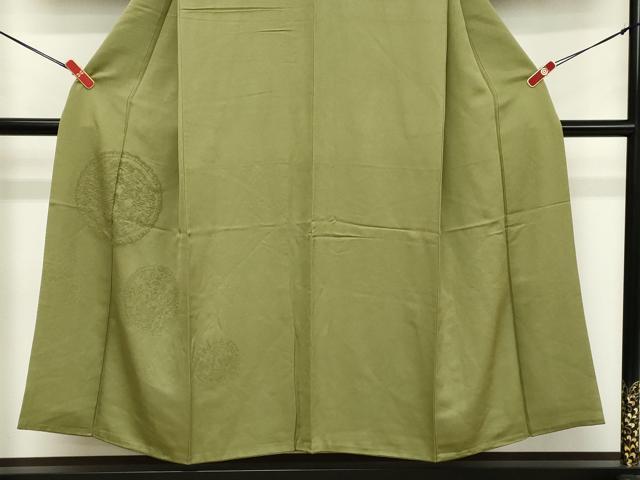 平和屋着物■中国三大刺繍　相良刺繍　無地絵羽訪問着　動物丸文　草色　正絹　逸品　DABF4432cd