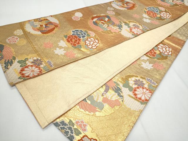 平和屋着物◎佐賀錦　六通柄袋帯　唐織　雪輪鳳凰花文　金糸　正絹　逸品　CABG5008fb