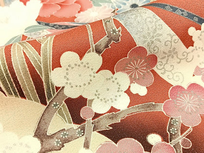 平和屋着物■訪問着 御所車草花文 暈し染め 銀彩 正絹 逸品 BAAW9947hj