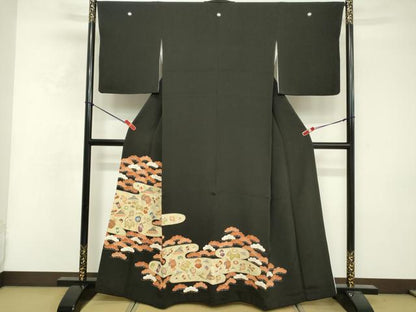 平和屋着物■豪華黒留袖 駒刺繍 宝尽くし 金彩 正絹 逸品 DABF4446cd